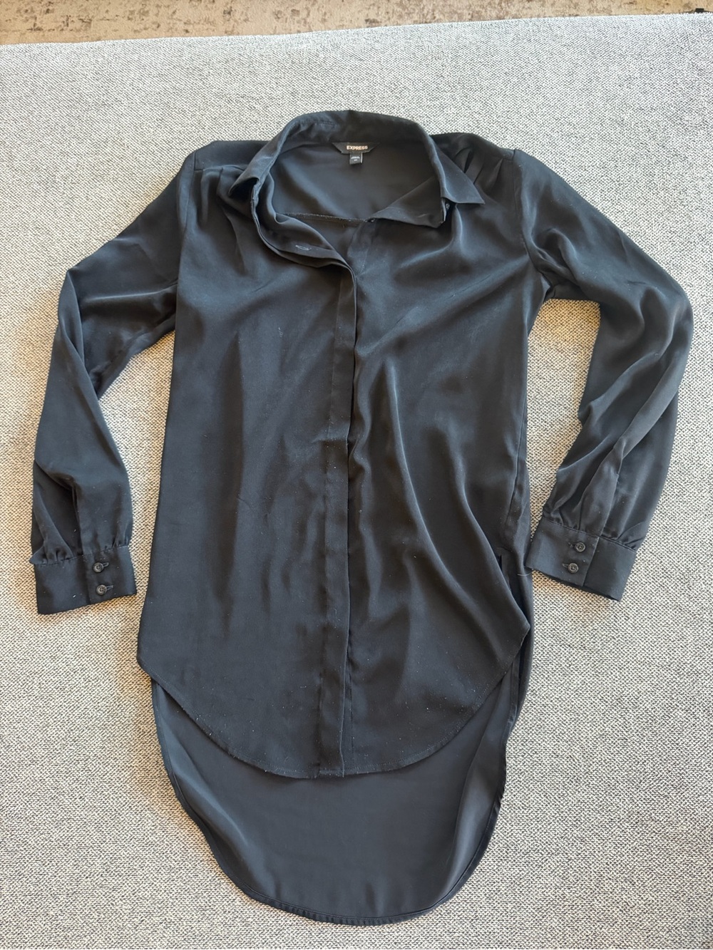 Express Black Longline Button-Down Shirt